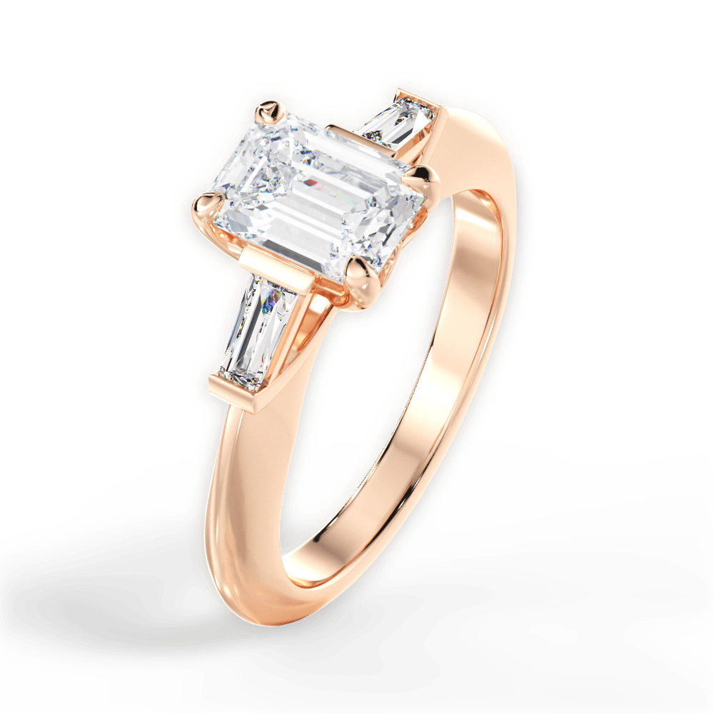 Emily Emerald Cut Lab Grown Diamond 18Kt Rose Gold Engagement Ring - View 2