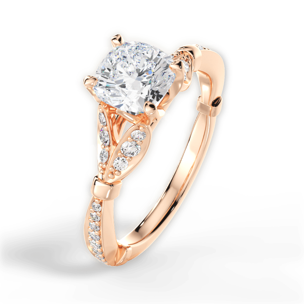 Geraldine Cushion Cut Lab Grown Diamond 18Kt Rose Gold Engagement Ring - View 4