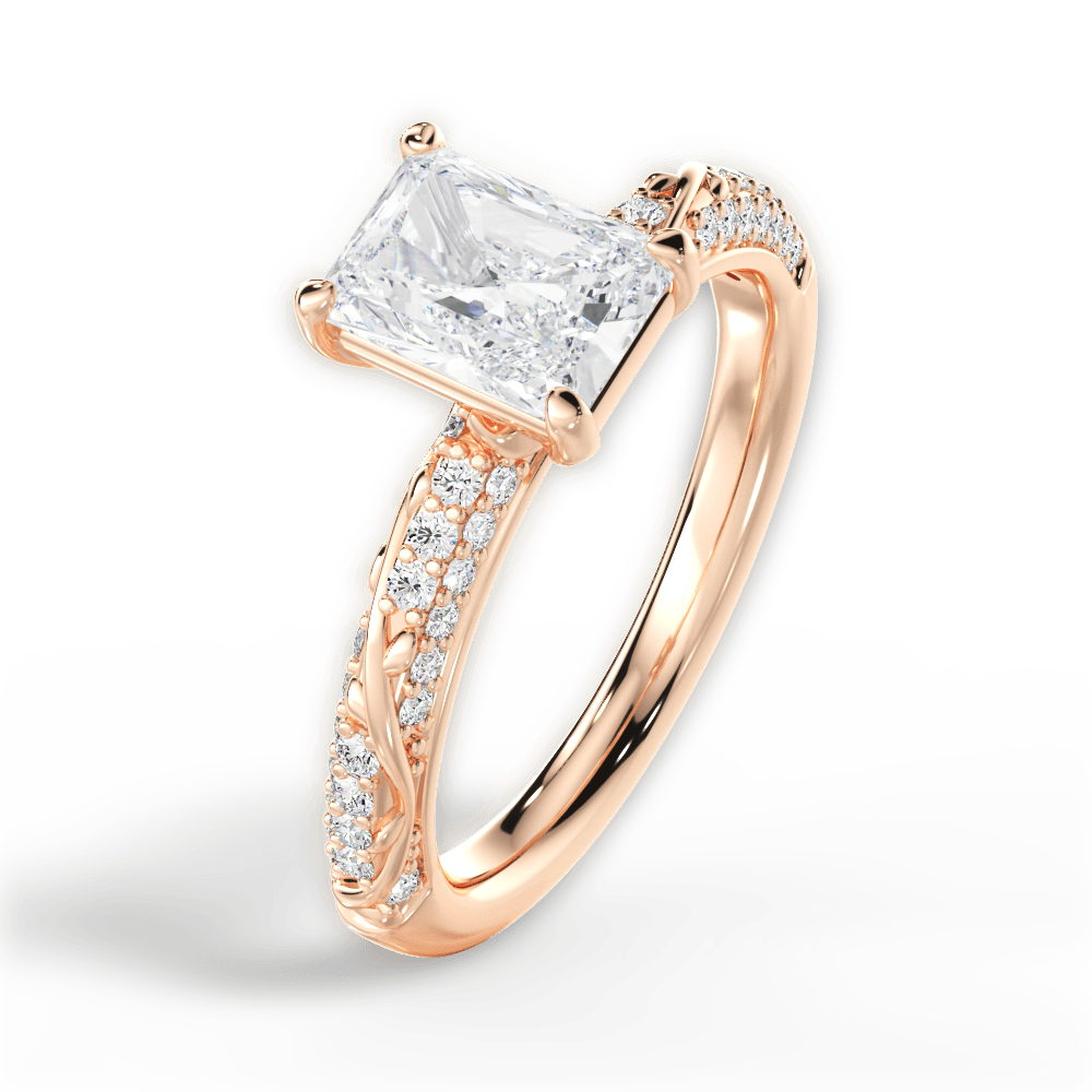 Gloria Radiant Cut Lab Grown Diamond 18Kt Rose Gold Engagement Ring - View 4