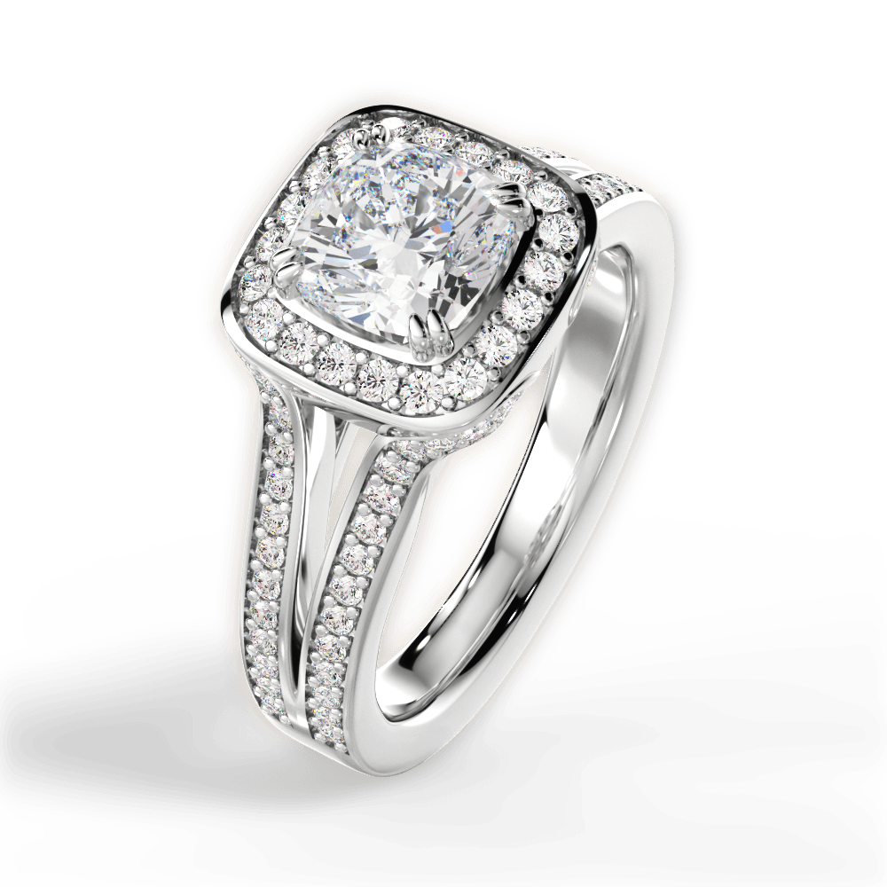 Mackenzie Cushion Cut Lab Grown Diamond 14Kt White Gold Engagement Ring - View 2