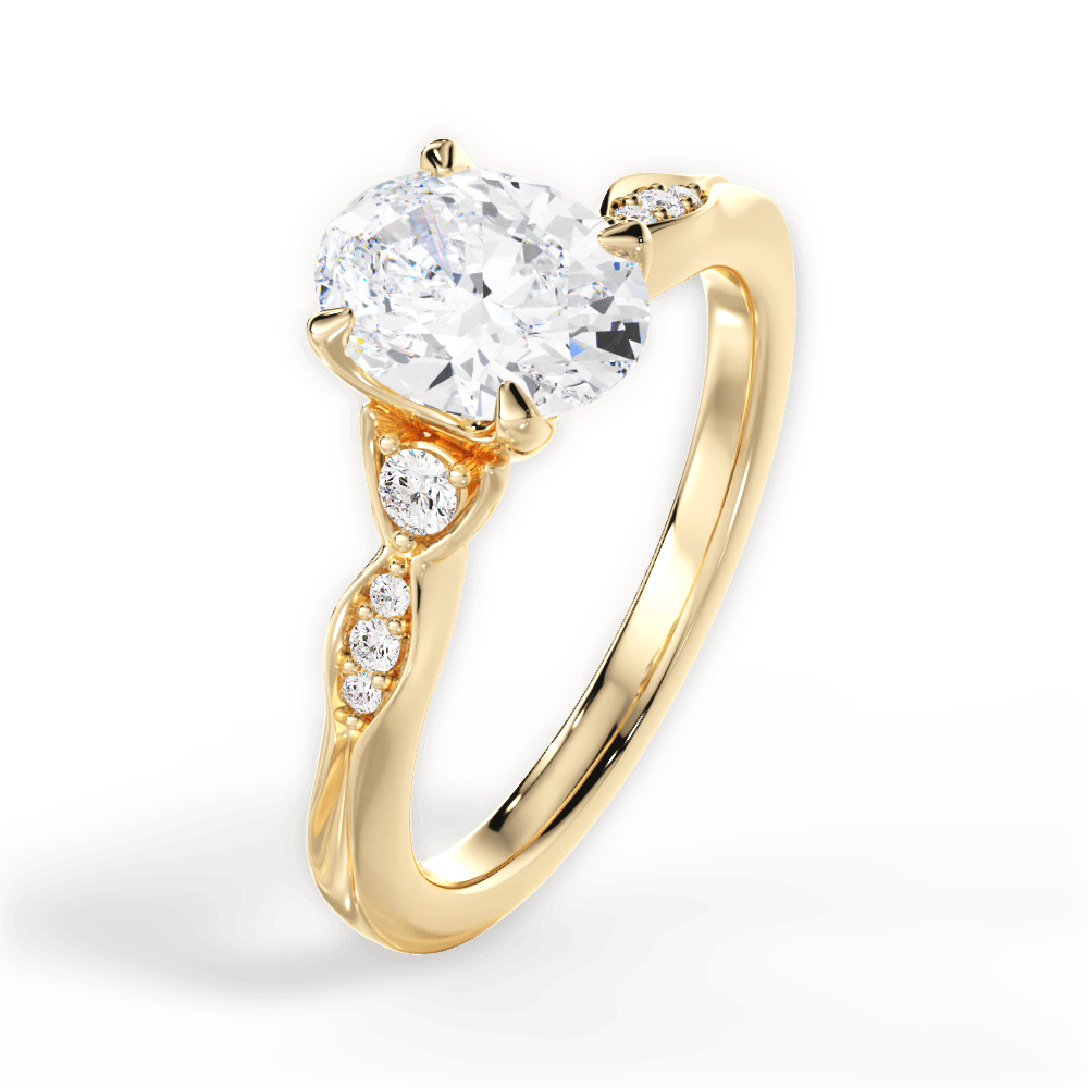 Cassie Oval Cut Lab Grown Diamond 18Kt Yellow Gold Engagement Ring - View 4