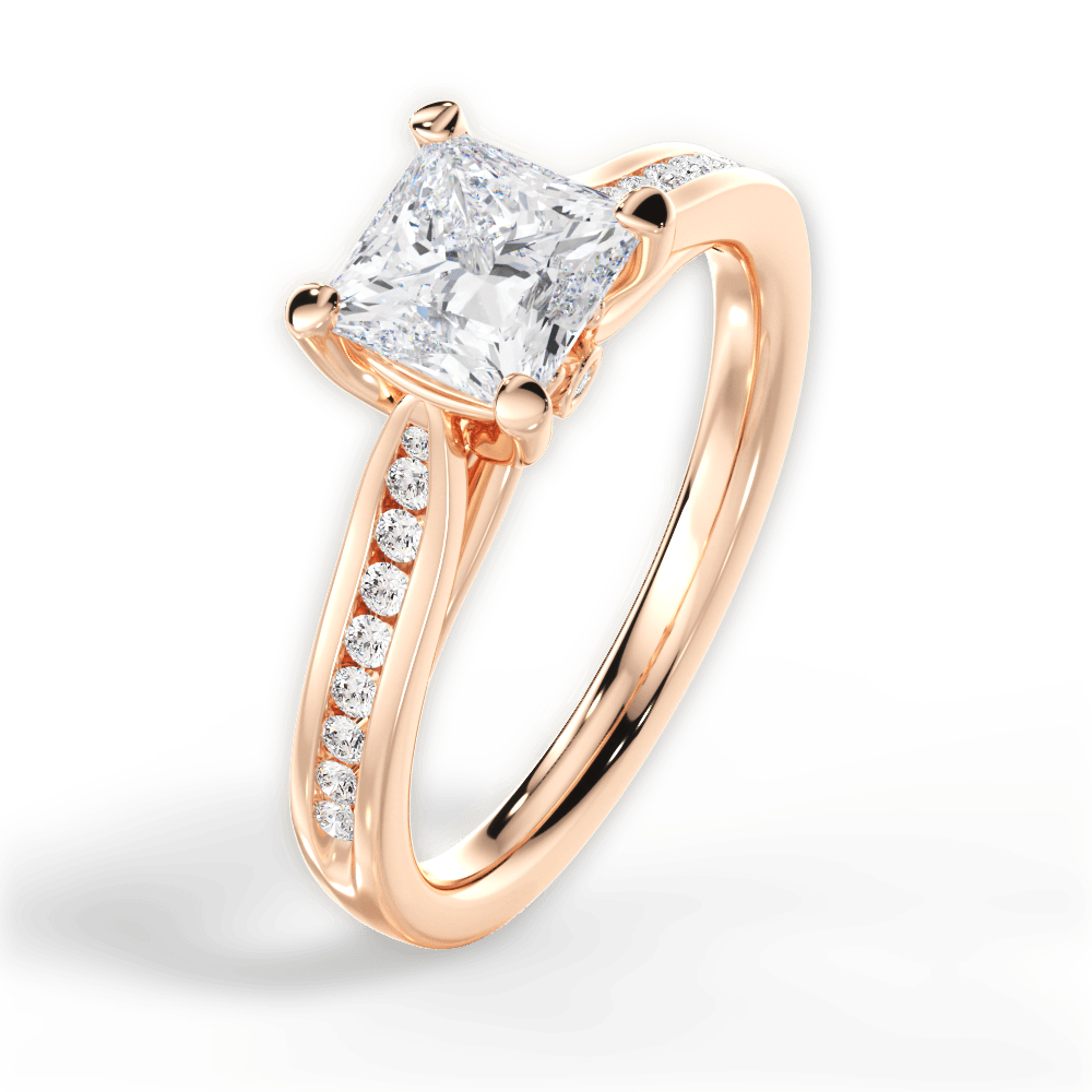 Elena Princess Cut Lab Grown Diamond 18Kt Rose Gold Engagement Ring - View 3