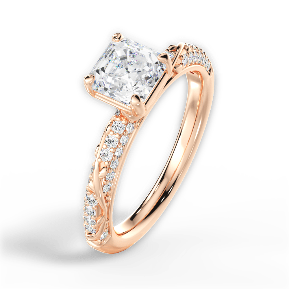 Gloria Asscher Cut Lab Grown Diamond 18Kt Rose Gold Engagement Ring - View 3