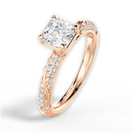 Gloria Asscher Cut Lab Grown Diamond 18Kt Rose Gold Engagement Ring - View 3
