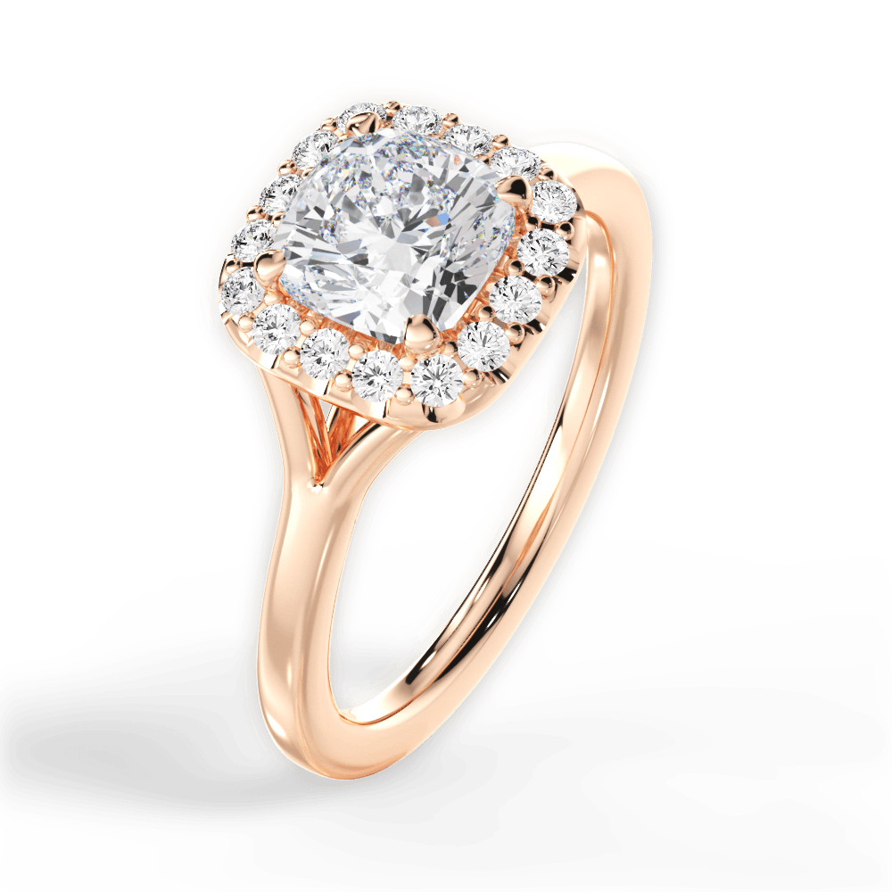 Geneva Cushion Cut Lab Grown Diamond 18Kt Rose Gold Engagement Ring - View 3