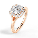 Geneva Cushion Cut Lab Grown Diamond 18Kt Rose Gold Engagement Ring - View 3