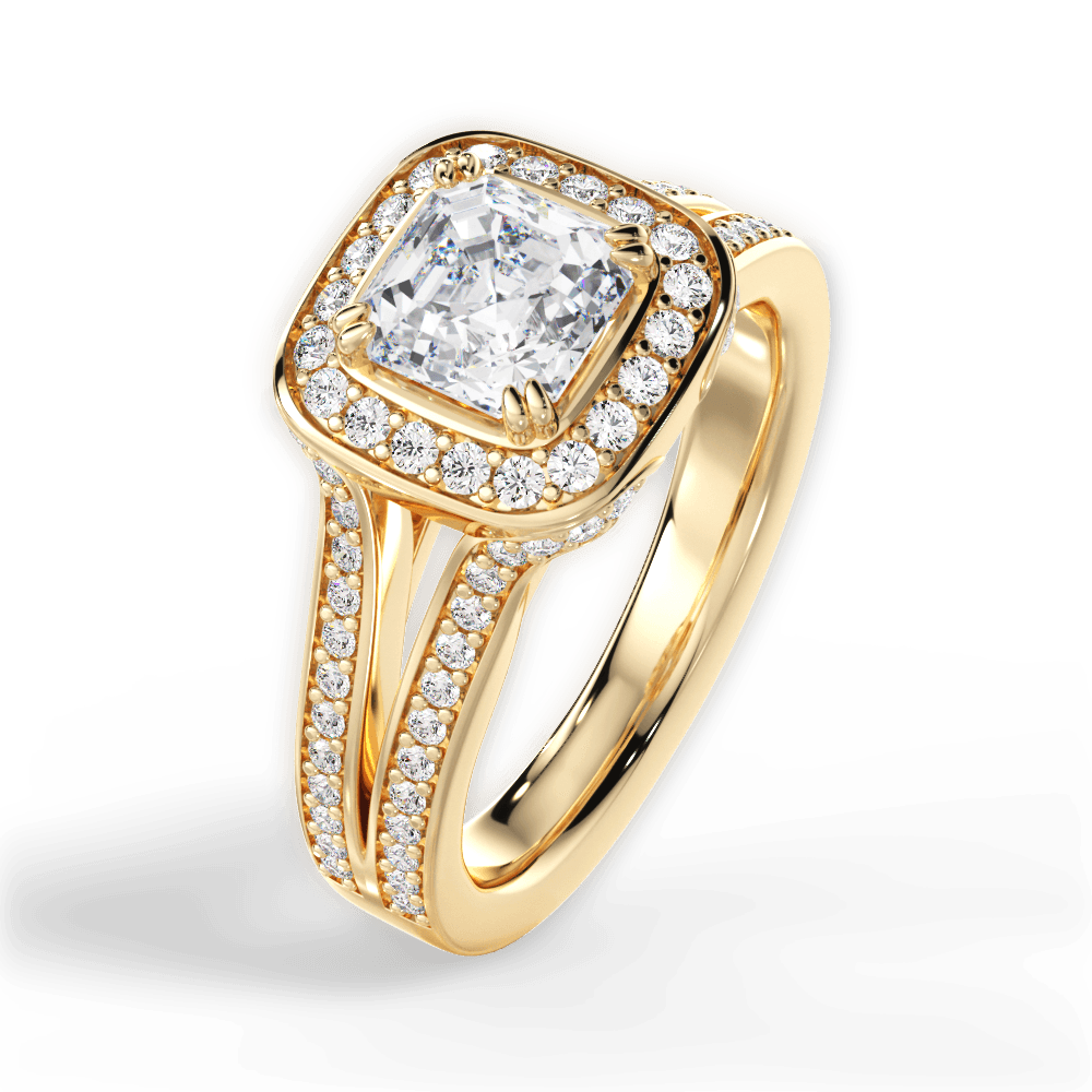 Mackenzie Asscher Cut Lab Grown Diamond 18Kt Yellow Gold Engagement Ring - View 4
