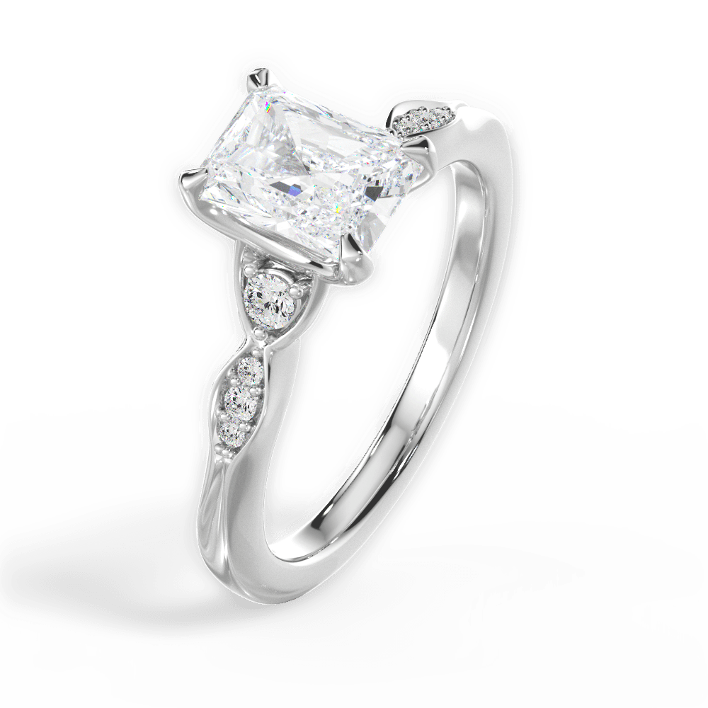 Cassie Radiant Cut Lab Grown Diamond Platinum Engagement Ring - View 2
