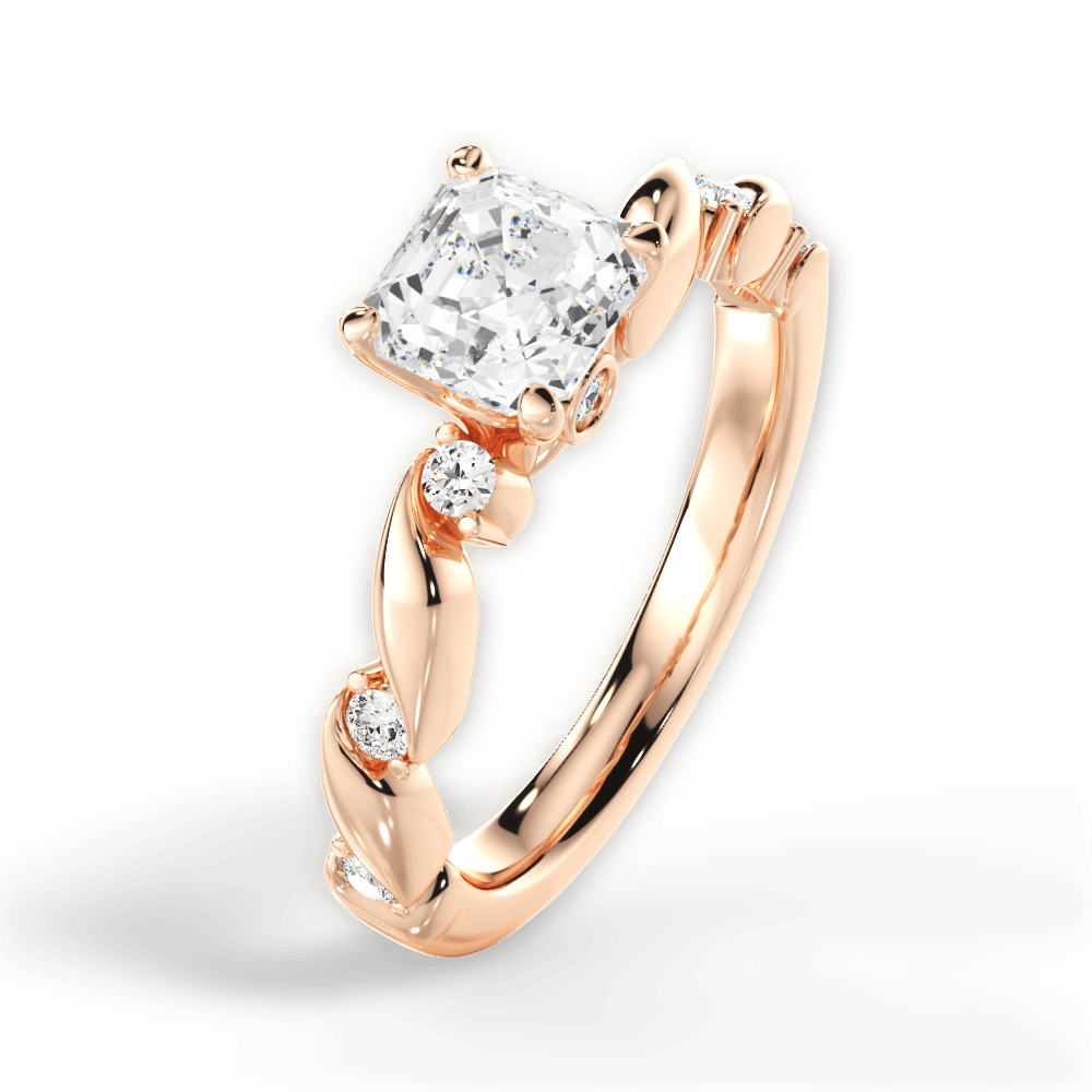 Emma Asscher Cut Lab Grown Diamond 18Kt Rose Gold Engagement Ring - View 4