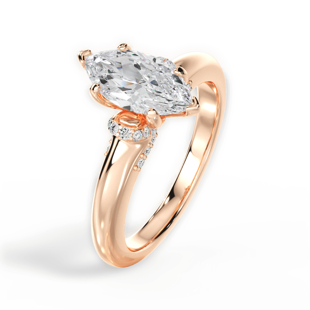 Florence Marquise Cut Lab Grown Diamond 18Kt Rose Gold Engagement Ring - View 3