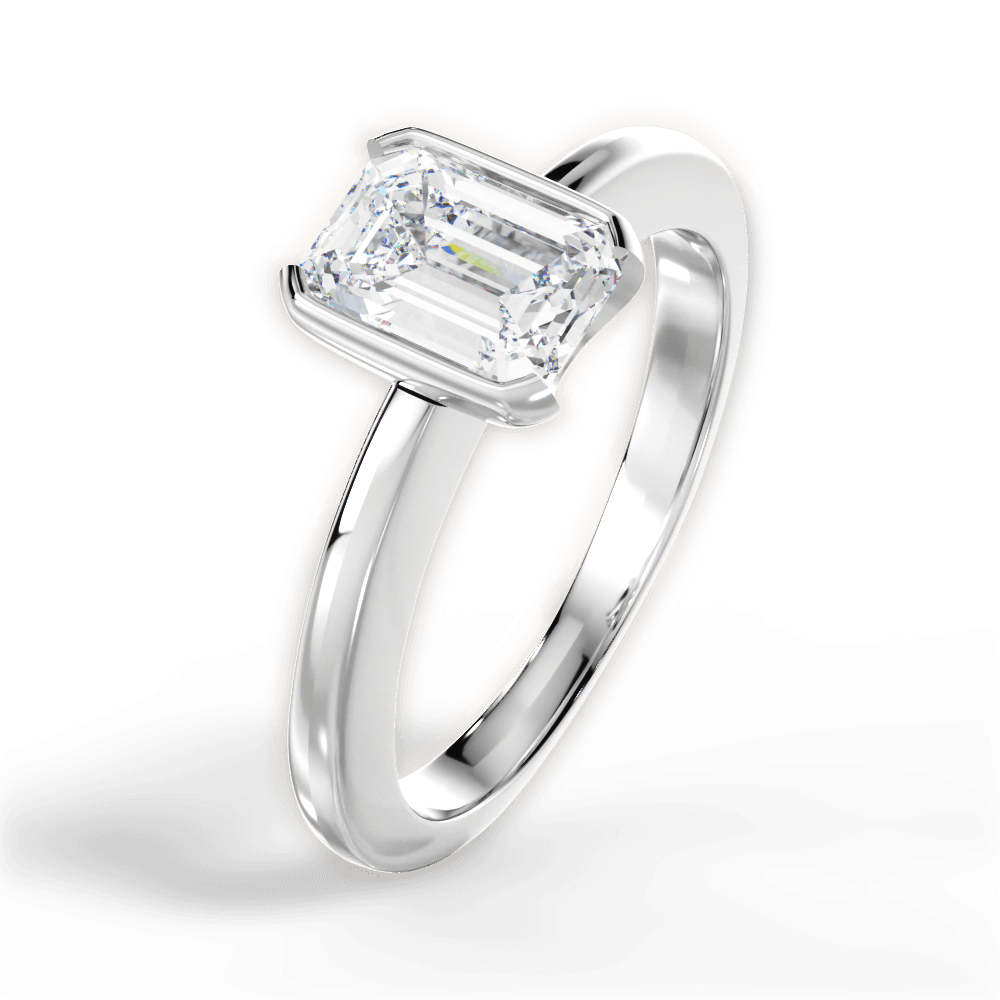 Bridget Emerald Cut Lab Grown Diamond 18Kt White Gold Engagement Ring - View 4