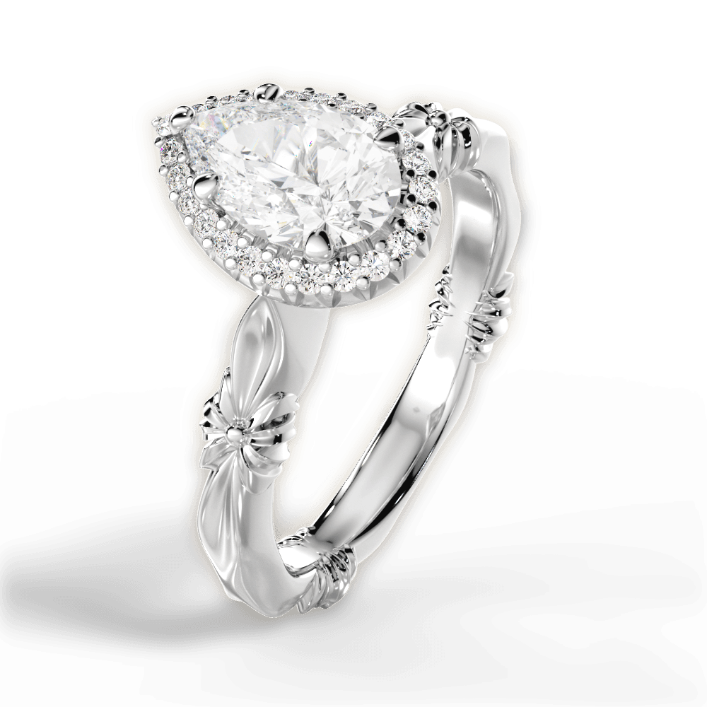 Erica Pear Cut Lab Grown Diamond 18Kt White Gold Engagement Ring - View 2