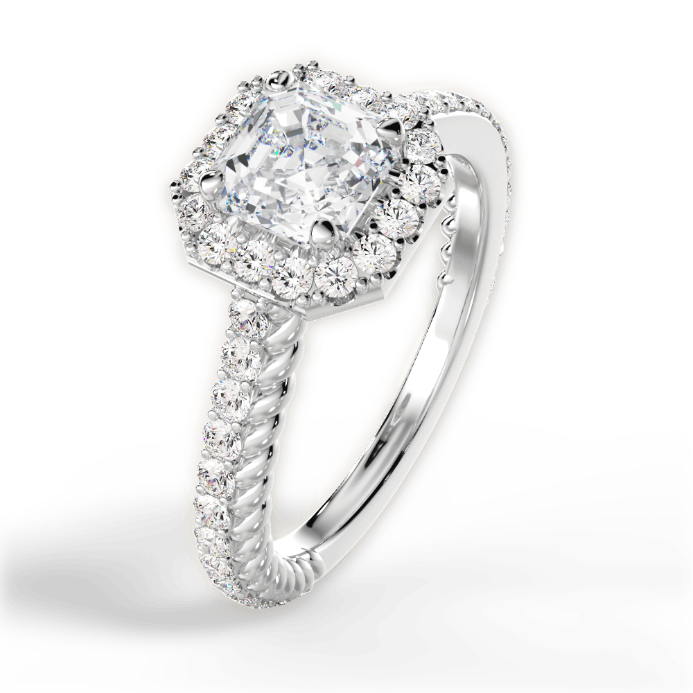 Kim Asscher Cut Lab Grown Diamond Platinum Engagement Ring - View 2