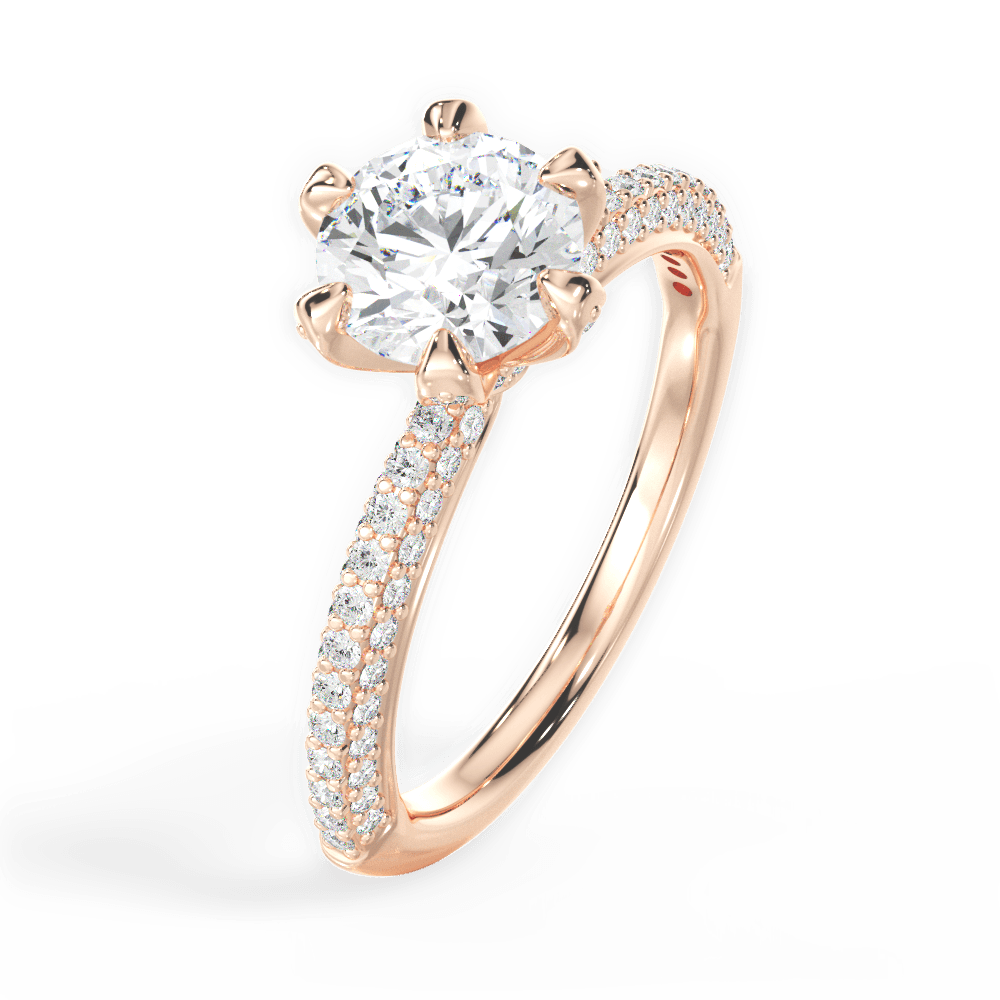 Linda Round Cut Lab Grown Diamond 18Kt Rose Gold Engagement Ring - View 3