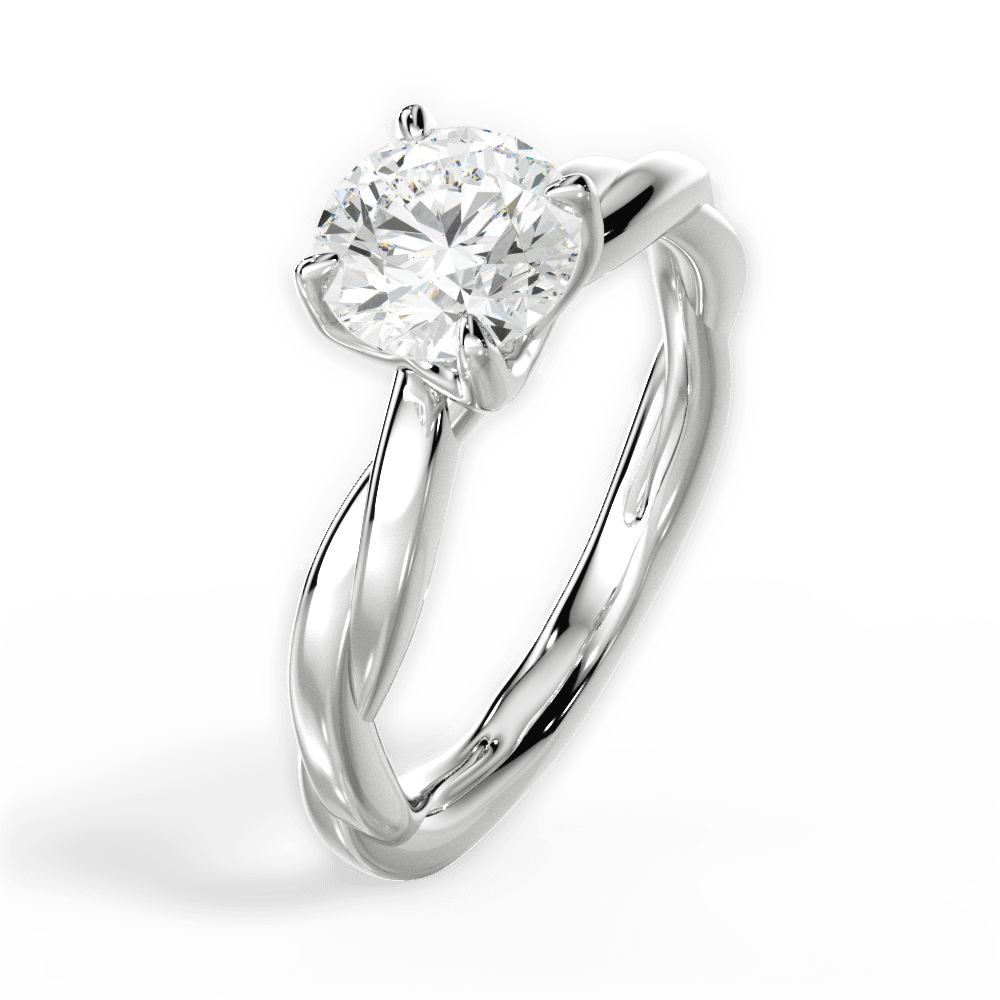Bianca Round Cut Lab Grown Diamond 18Kt White Gold Engagement Ring - View 3