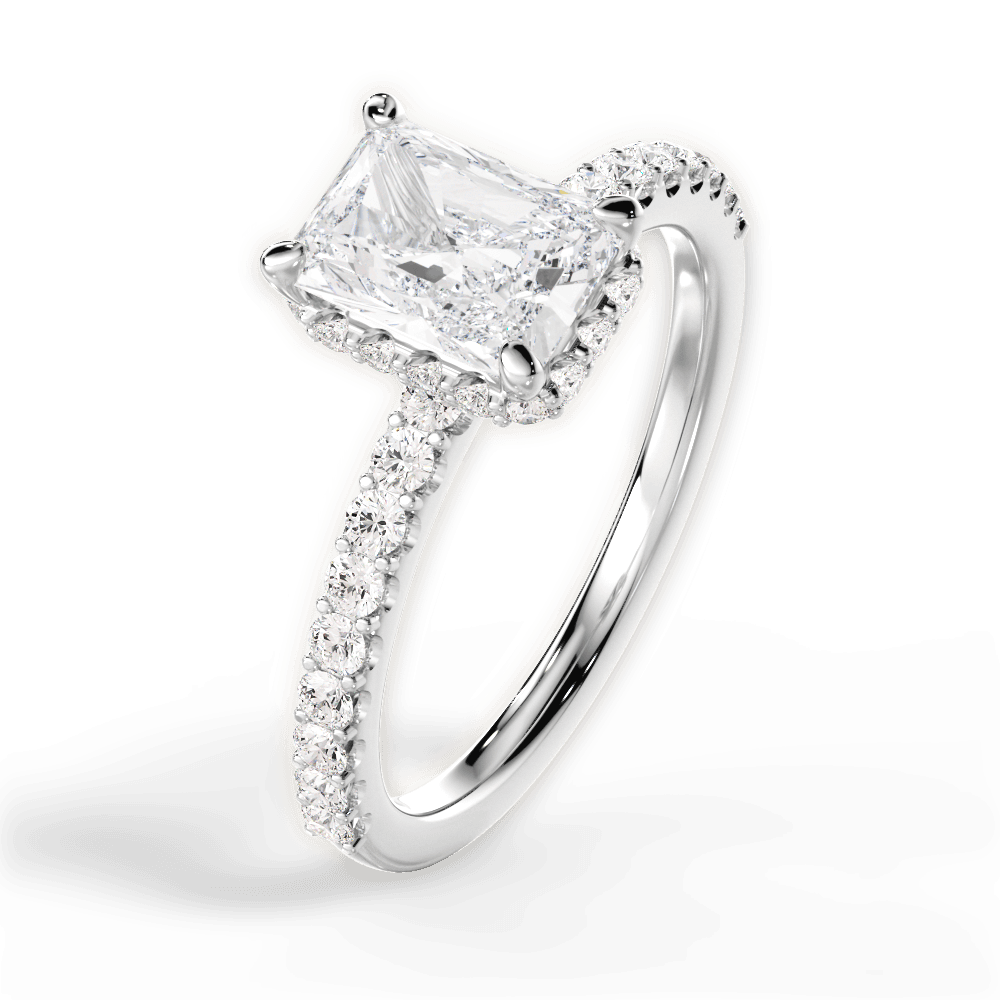 Isabella Radiant Cut Lab Grown Diamond Platinum Engagement Ring - View 2