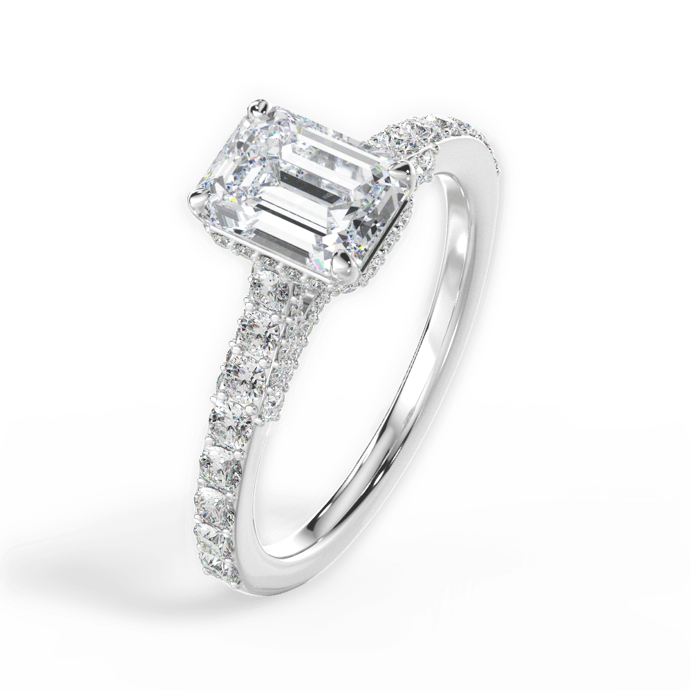 Laura Emerald Cut Lab Grown Diamond Platinum Engagement Ring - View 4