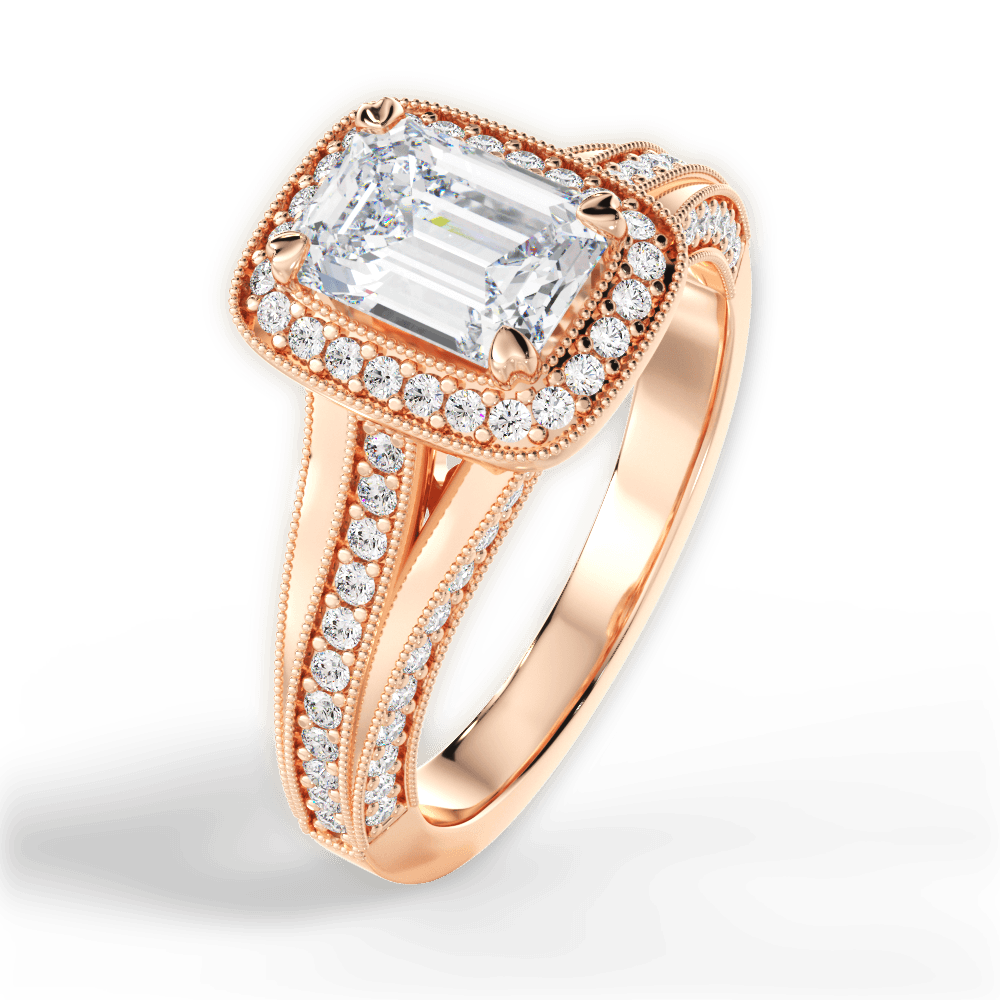 Lillian Emerald Cut Lab Grown Diamond 18Kt Rose Gold Engagement Ring - View 3