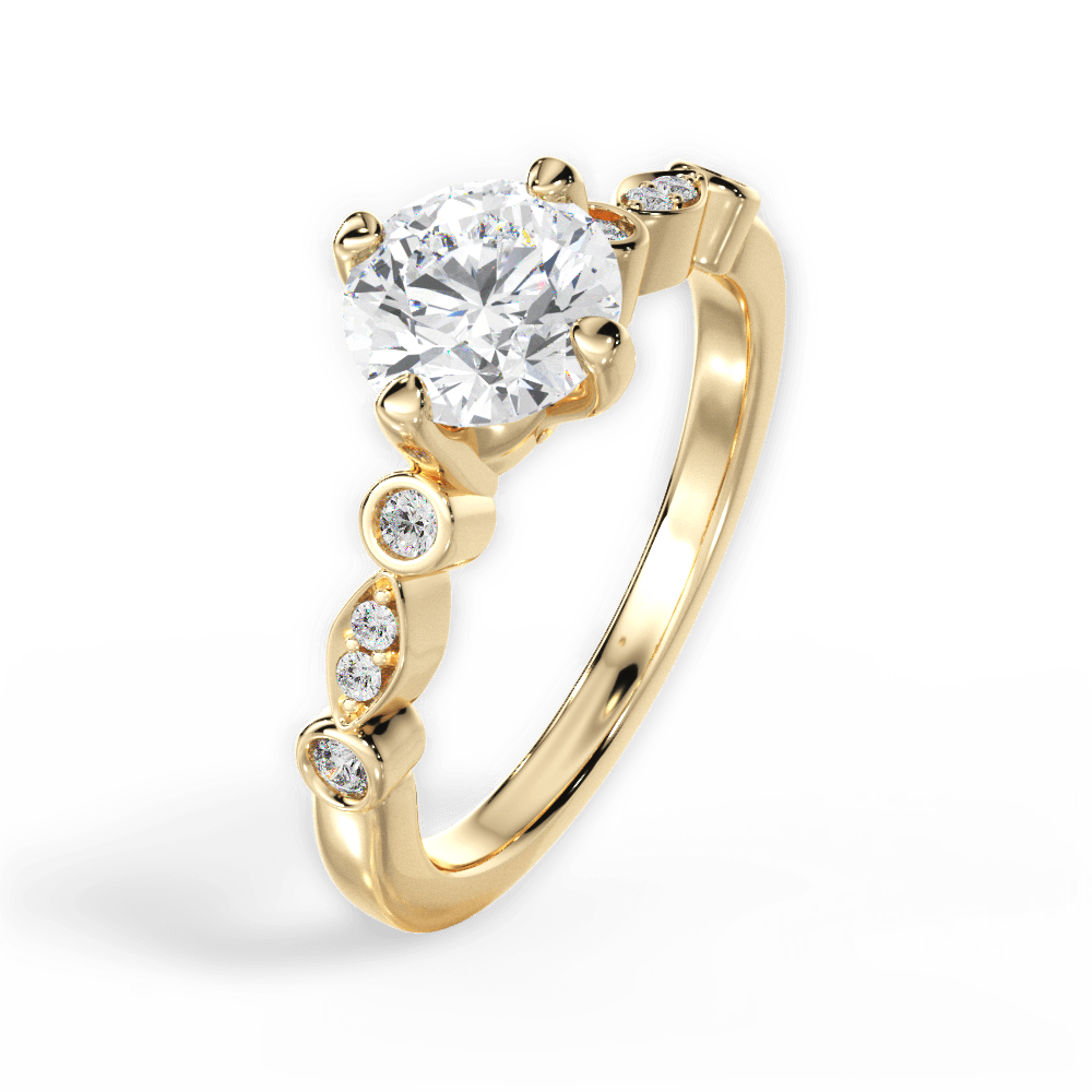 Catherine Round Cut Lab Grown Diamond 18Kt Yellow Gold Engagement Ring - View 4