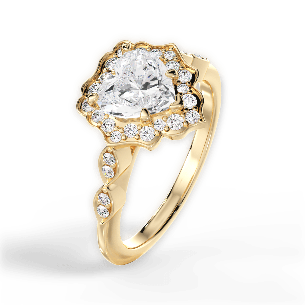 Julie Heart Cut Lab Grown Diamond 18Kt Yellow Gold Engagement Ring - View 4