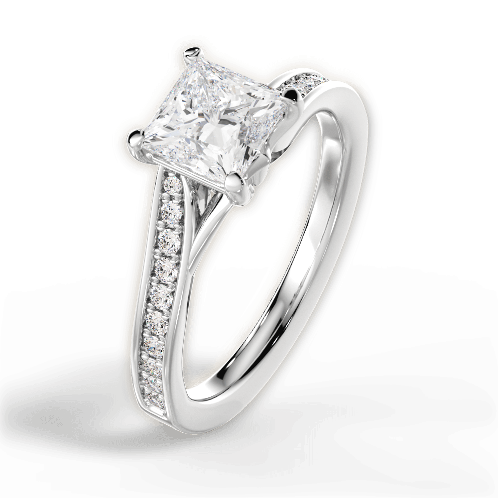 Elise Princess Cut Lab Grown Diamond 14Kt White Gold Engagement Ring - View 2