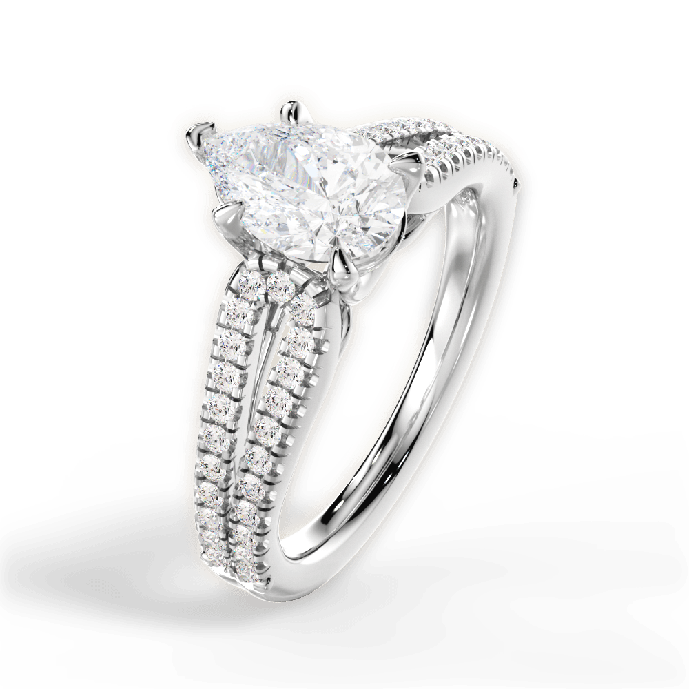 Jessica Pear Cut Lab Grown Diamond Platinum Engagement Ring - View 2
