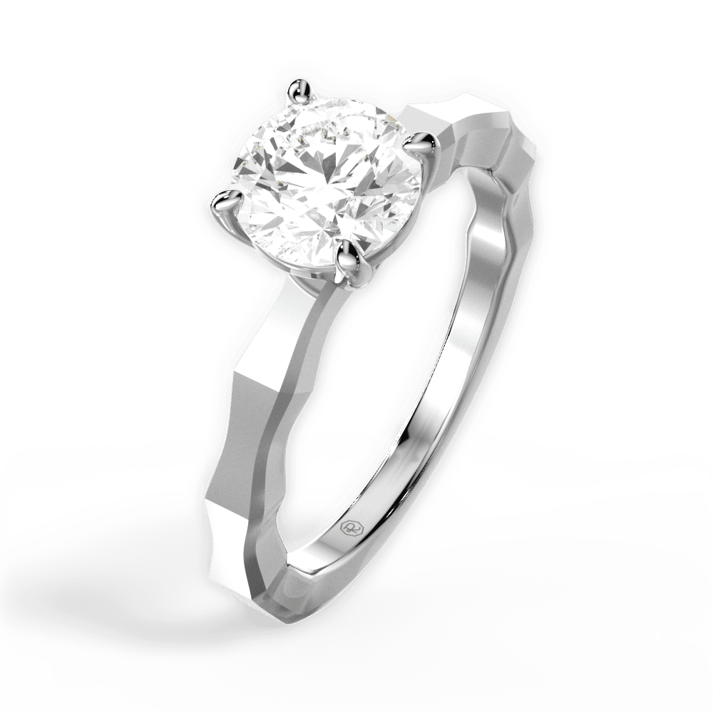 Aaliyah Round Cut Lab Grown Diamond 18Kt White Gold Engagement Ring - View 3