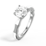 Aaliyah Round Cut Lab Grown Diamond 18Kt White Gold Engagement Ring - View 3
