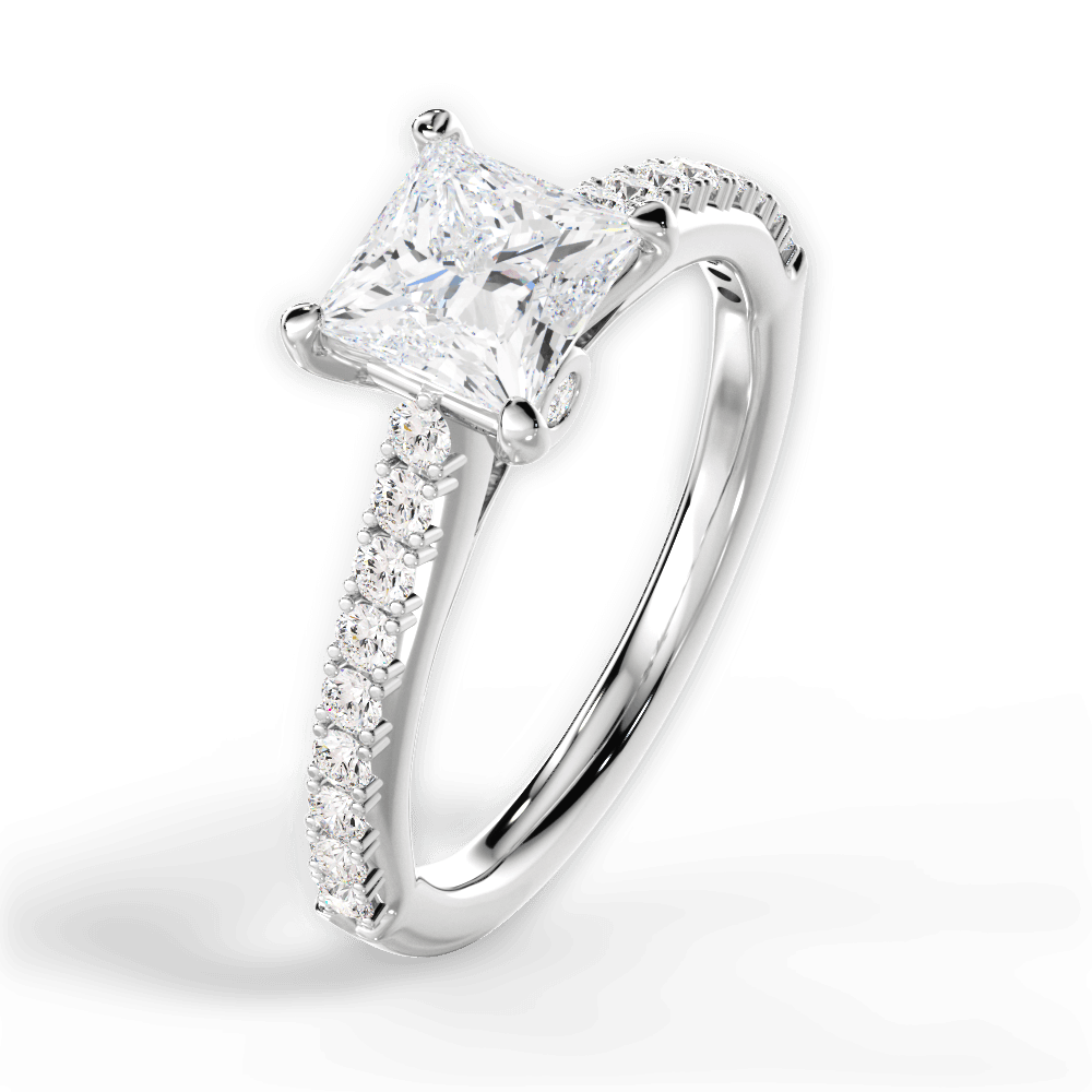 Frances Princess Cut Lab Grown Diamond Platinum Engagement Ring - View 2