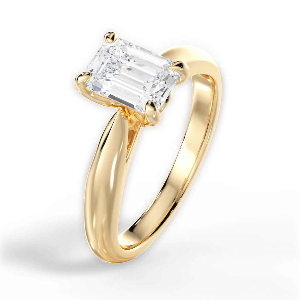 Dolores Emerald Cut Lab Grown Diamond 18Kt Yellow Gold Engagement Ring - View 4