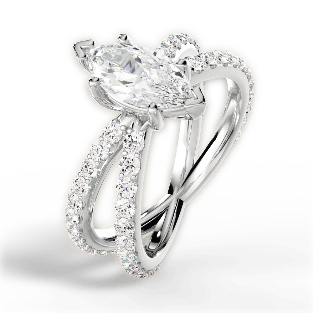 Lauren Marquise Cut Lab Grown Diamond 14Kt White Gold Engagement Ring - View 4