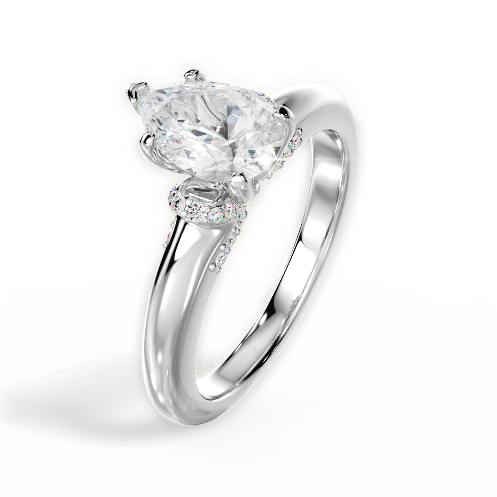 Florence Pear Cut Lab Grown Diamond 14Kt White Gold Engagement Ring - View 3