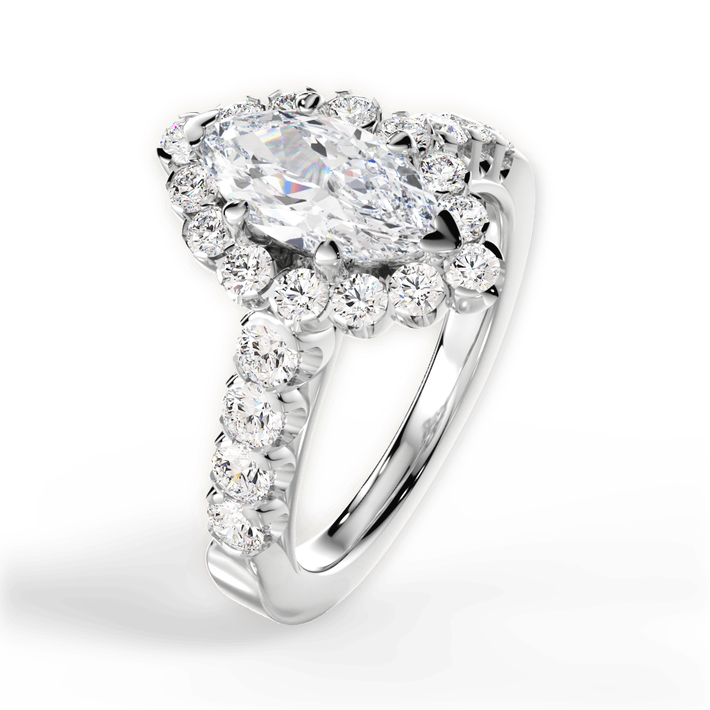 Lacey Marquise Cut Lab Grown Diamond 14Kt White Gold Engagement Ring - View 4