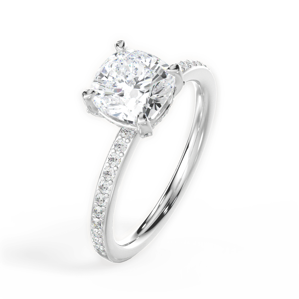 Janice Cushion Cut Lab Grown Diamond Platinum Engagement Ring - View 3