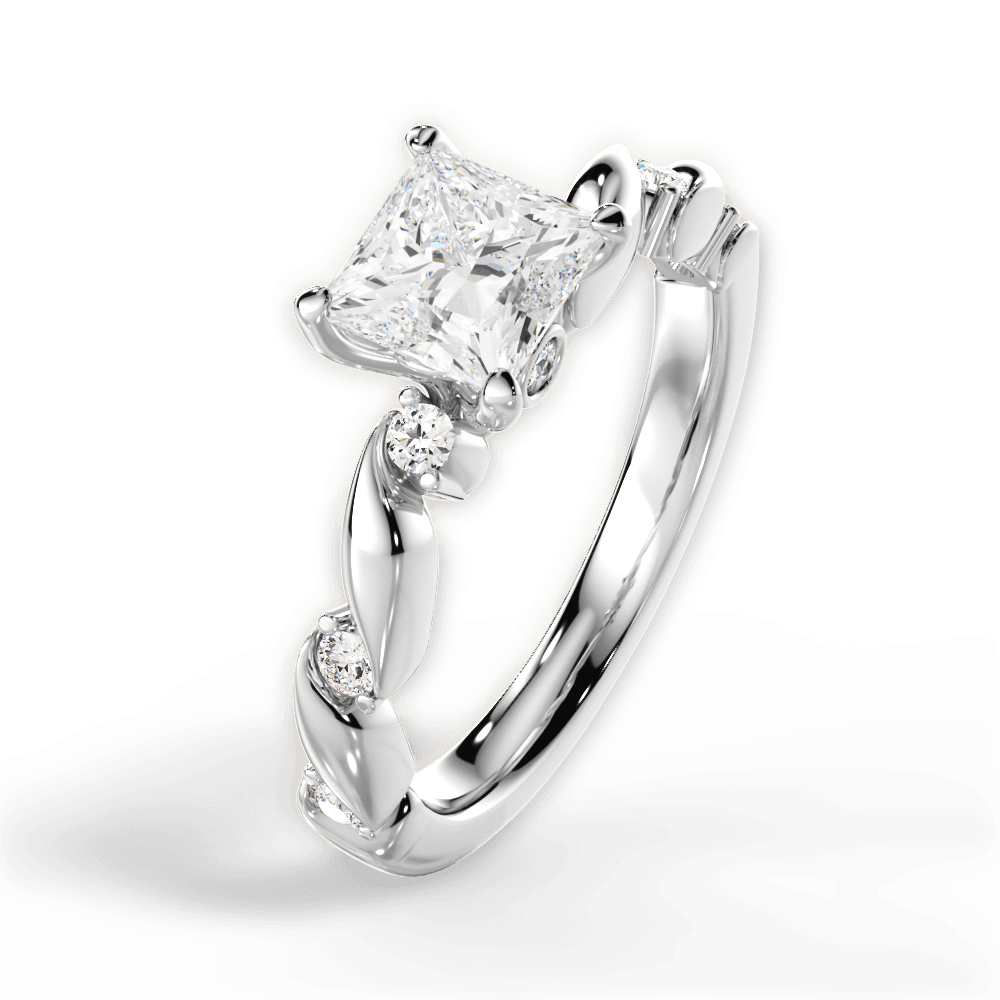 Emma Princess Cut Lab Grown Diamond 14Kt White Gold Engagement Ring - View 2