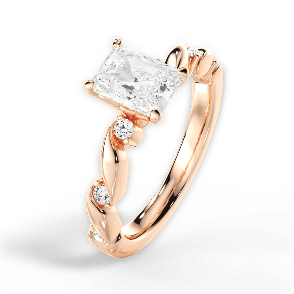Emma Radiant Cut Lab Grown Diamond 18Kt Rose Gold Engagement Ring - View 3