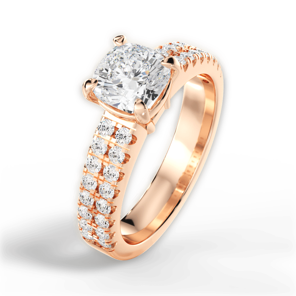 Kayla Cushion Cut Lab Grown Diamond 18Kt Rose Gold Engagement Ring - View 4