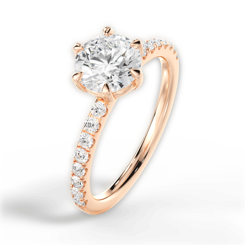 Eleanor Round Cut Lab Grown Diamond 18Kt Rose Gold Engagement Ring - View 4