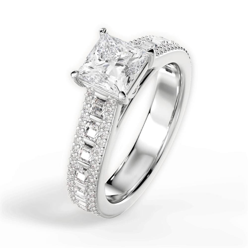 Lynn Princess Cut Lab Grown Diamond 14Kt White Gold Engagement Ring - View 2