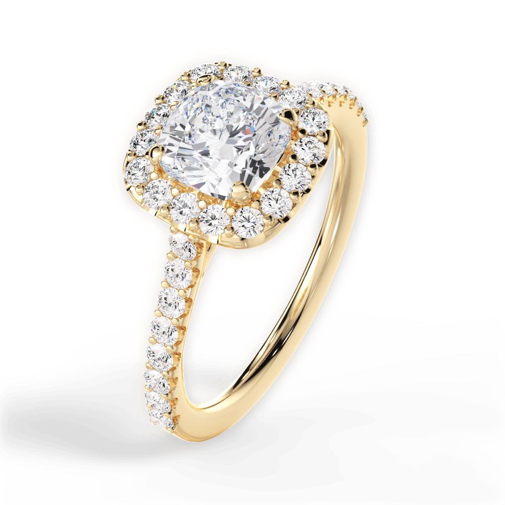 Ingrid Cushion Cut Lab Grown Diamond 18Kt Yellow Gold Engagement Ring - View 2