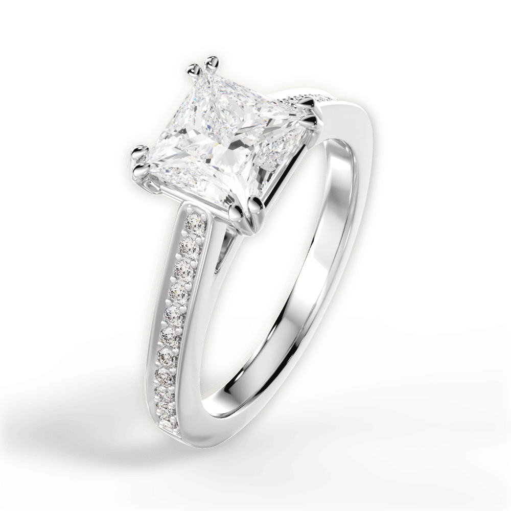 Denise Princess Cut Lab Grown Diamond 18Kt White Gold Engagement Ring - View 4