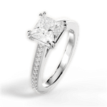 Denise Princess Cut Lab Grown Diamond 18Kt White Gold Engagement Ring - View 4