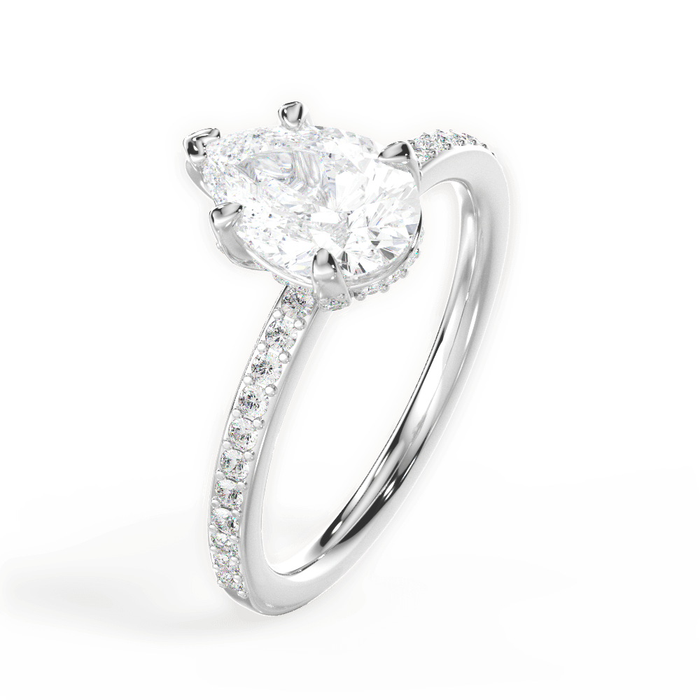 Janice Pear Cut Lab Grown Diamond 14Kt White Gold Engagement Ring - View 3