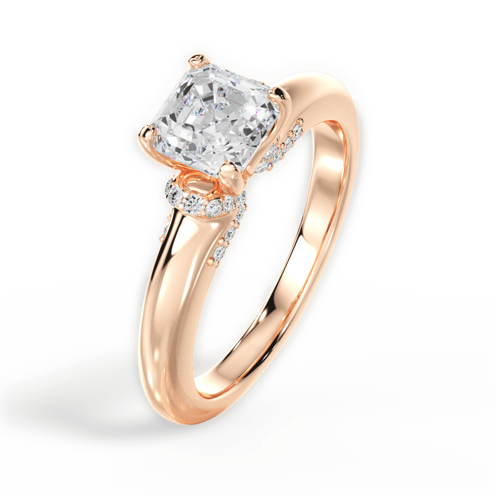 Florence Asscher Cut Lab Grown Diamond 18Kt Rose Gold Engagement Ring - View 2