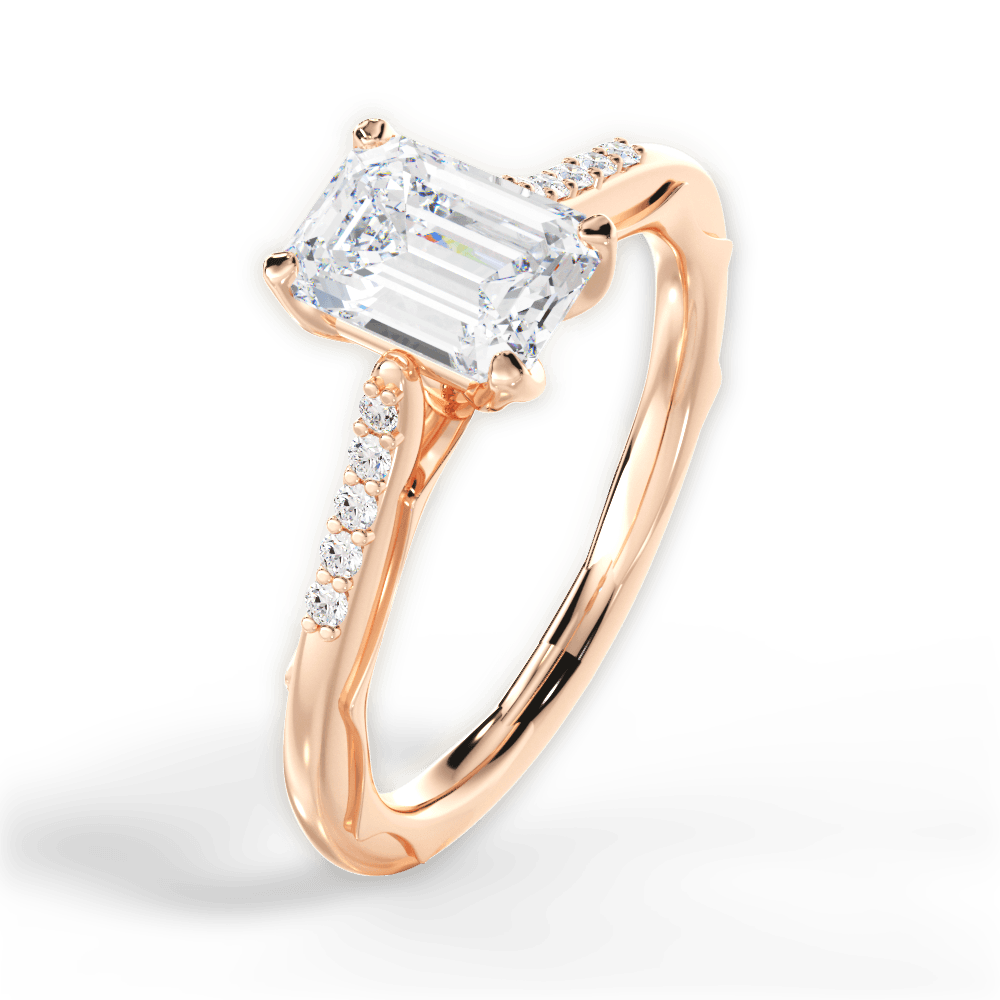 Christina Emerald Cut Lab Grown Diamond 18Kt Rose Gold Engagement Ring - View 4