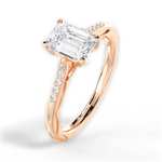 Christina Emerald Cut Lab Grown Diamond 18Kt Rose Gold Engagement Ring - View 4
