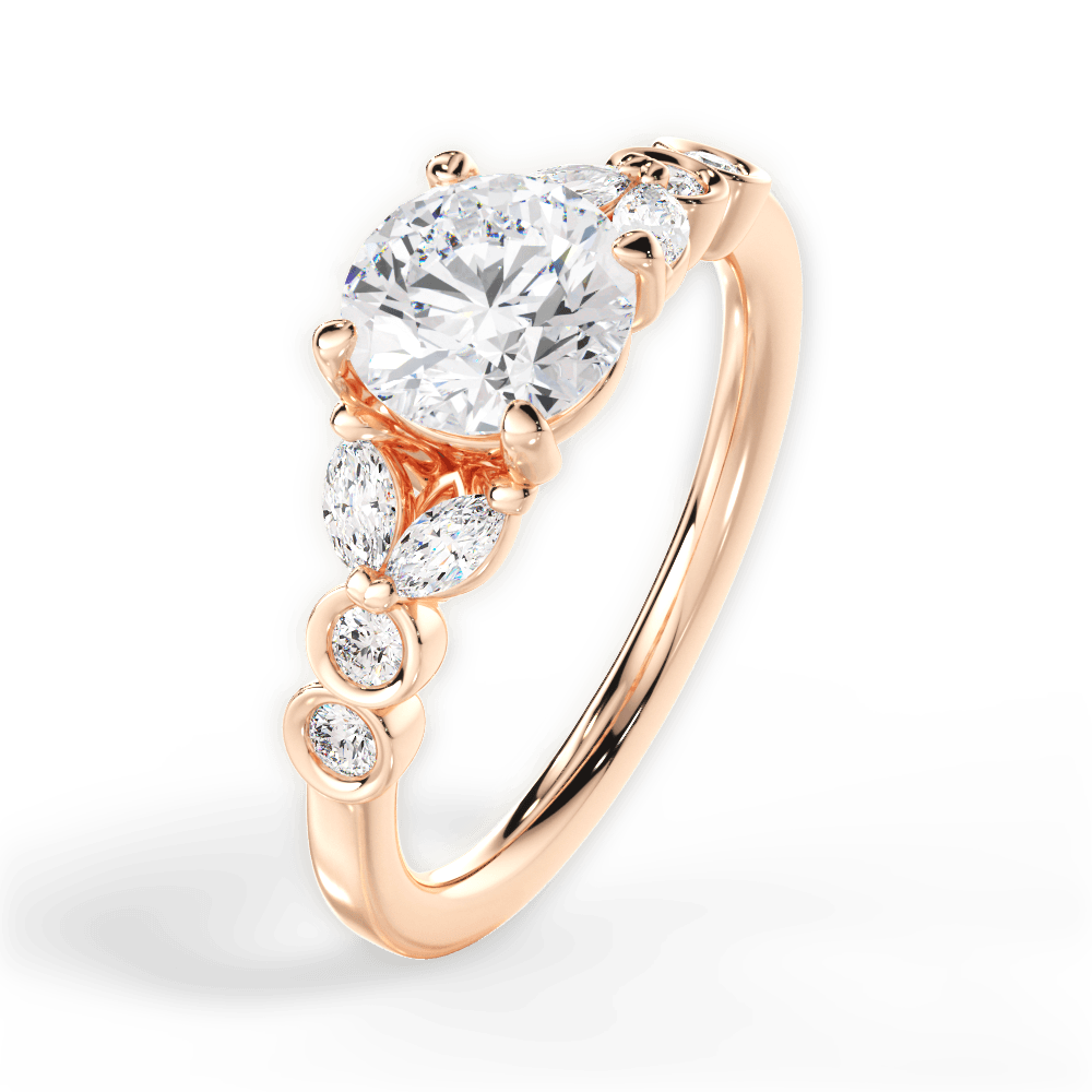 Evelyn Round Cut Lab Grown Diamond 18Kt Rose Gold Engagement Ring - View 2