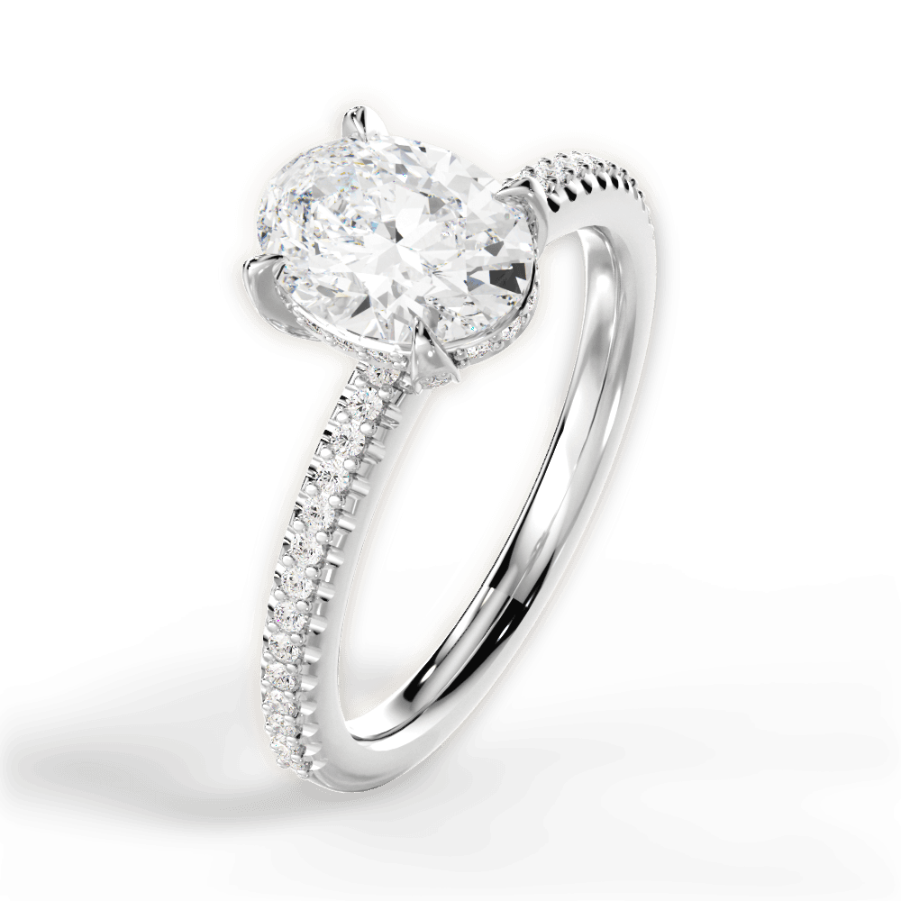 Helen Oval Cut Lab Grown Diamond 18Kt White Gold Engagement Ring - View 4