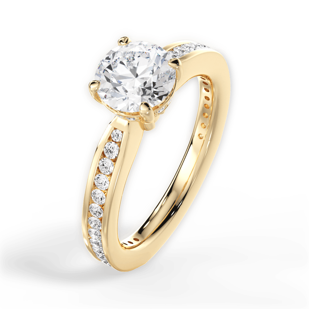 Katelyn Round Cut Lab Grown Diamond 18Kt Yellow Gold Engagement Ring - View 3