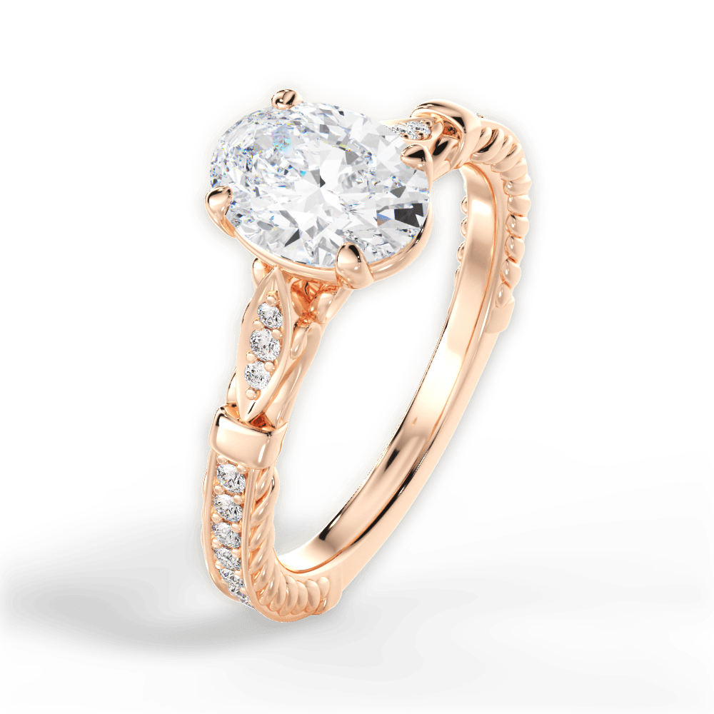 Gabriela Oval Cut Lab Grown Diamond 18Kt Rose Gold Engagement Ring - View 3
